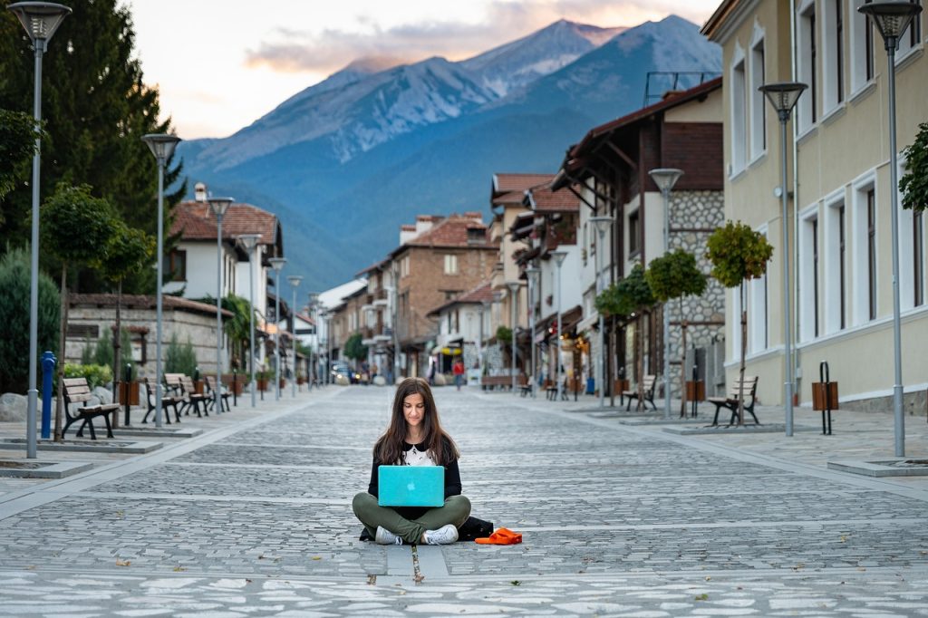 women, working, digital, nature, startup, office, work, professional, laptop, mountain, digital nomad, village